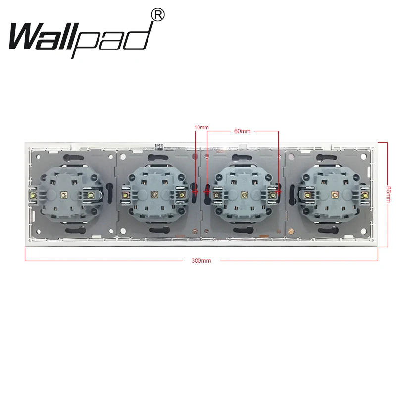4 способа ЕС розетка Wallpad AC Алюминий металлический каркас 16A 300*86 мм Schuko