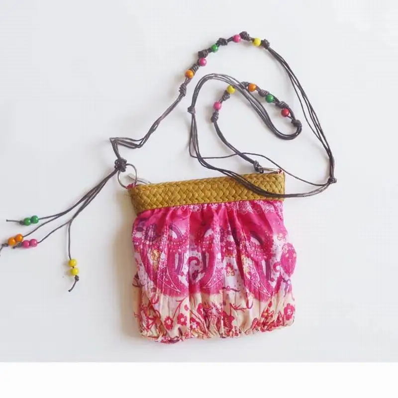 Модная дешевая богемная соломенная сумка плетеная Женская сумочка карамельных