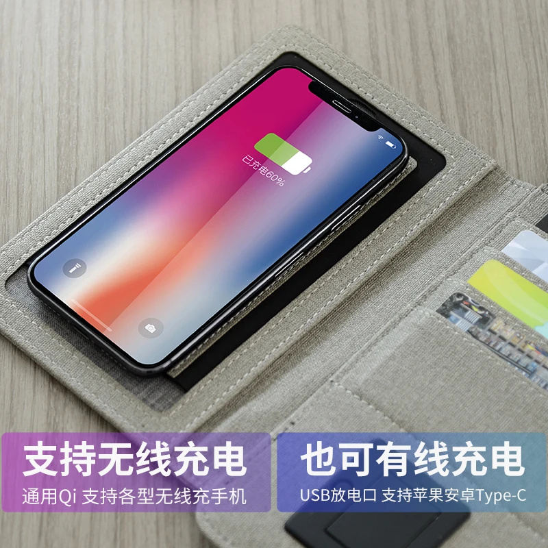 Бизнес Путешествия B5 сумка менеджера портативный padfolio ноутбук с power bank зарядное устройство провода и беспроводной зарядки iPad замок