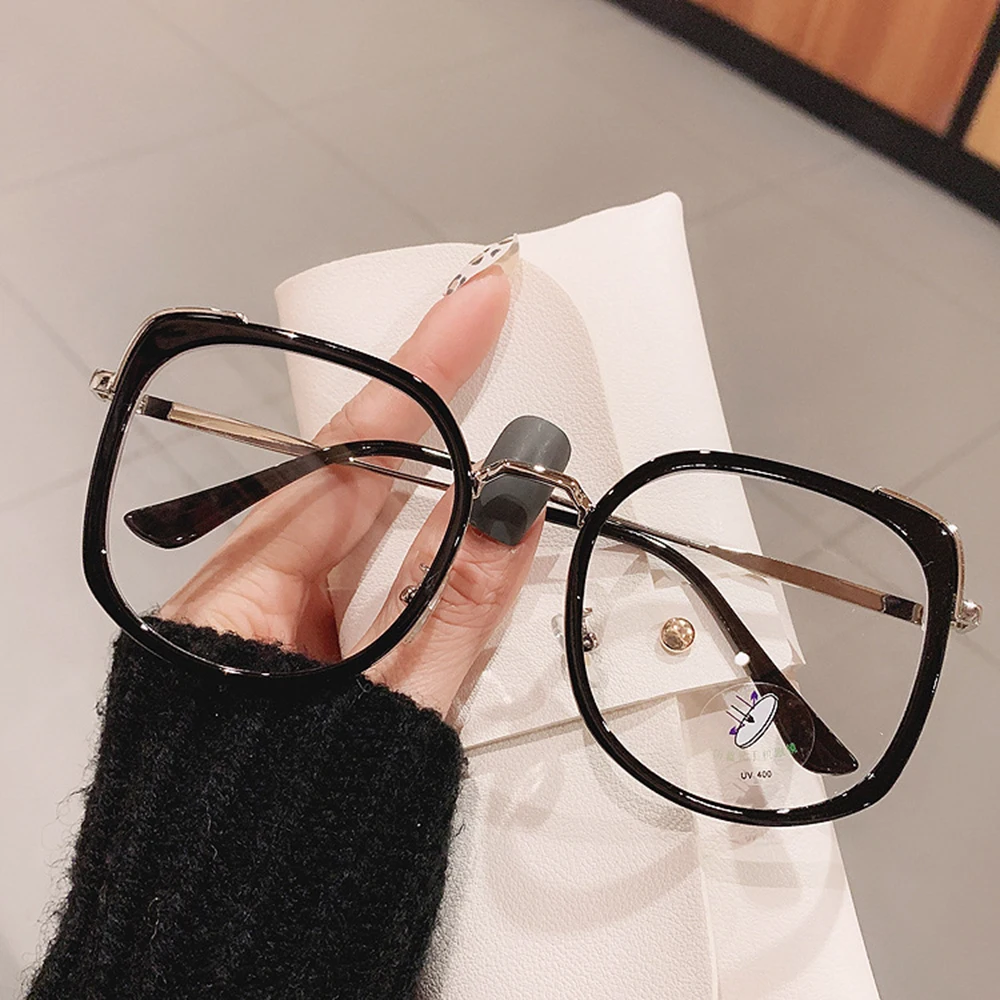 

Fashion Oversized Square Women Glasses Frame Vintage Clear Anti-blu-ray Eyewear Men Optical Pink Frame Computer Goggle