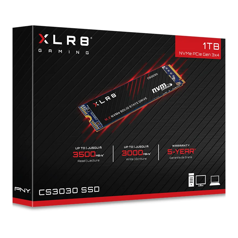 Твердотельный накопитель PNY CS3030 1Tб SSD M.2 2280 NVMe Чтение-запись: 3500 / 3000 Mб/с |