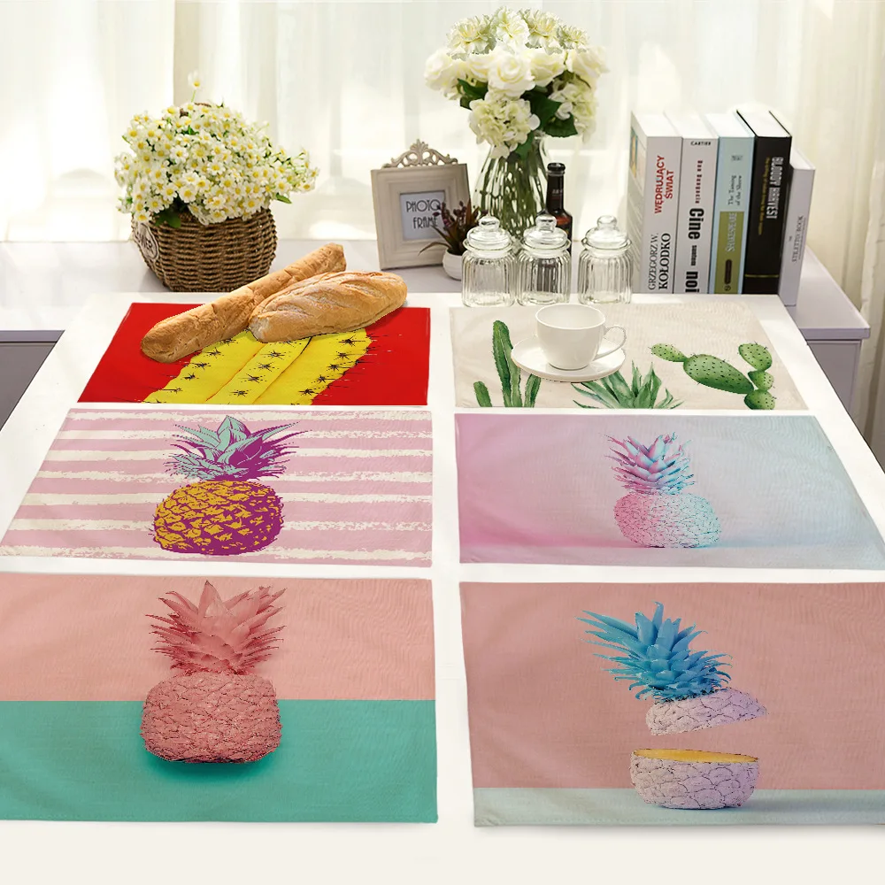 Подставки под напитки с принтом розового ананаса и кактуса коврик для обеденного