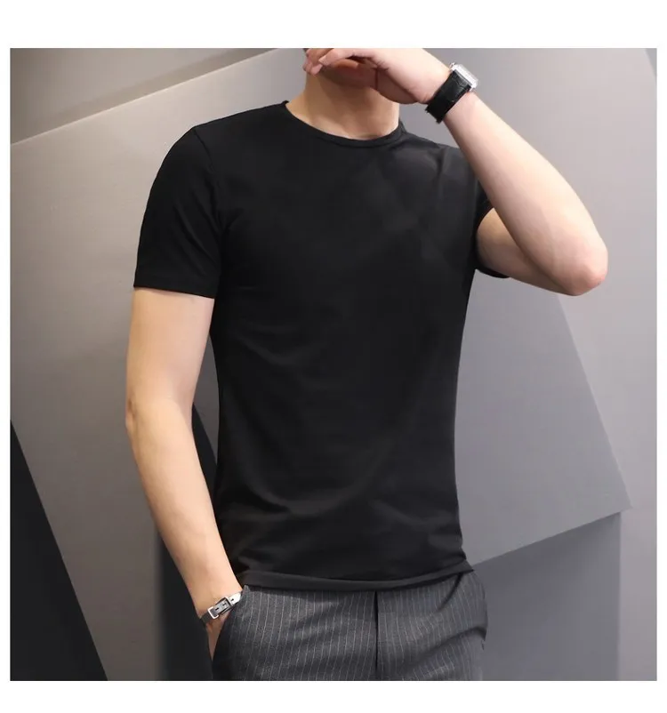 

2021 new pure cotton men's T-shirt short sleeve solid color