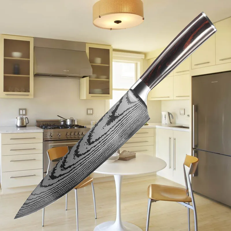 Кухонный нож сантоку 7CR17 440C шеф-повар 8 дюймов высокоуглеродистая японская