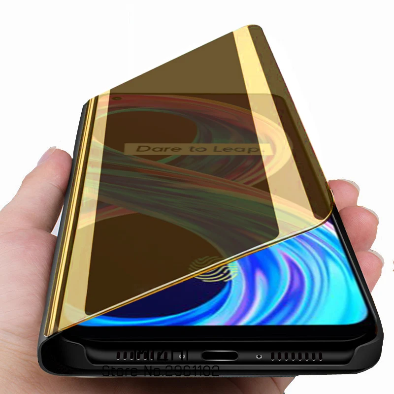 cover for realmi 8 pro case smart mirror flip for oppo realme 8 8pro realme8 realme8pro phone magnetic stand book coque free global shipping