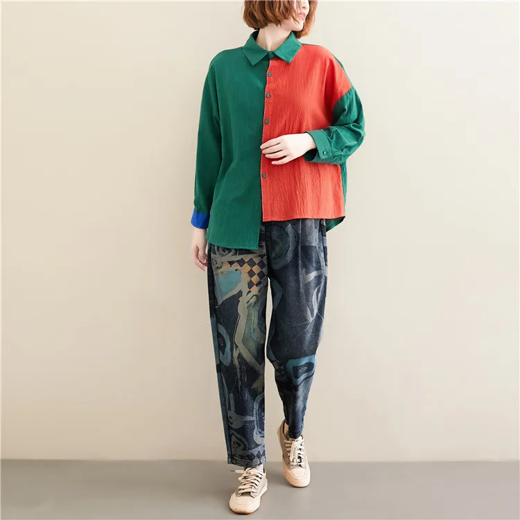 Женская свободная рубашка-блуза Повседневная Осенняя рубашка-Блуза