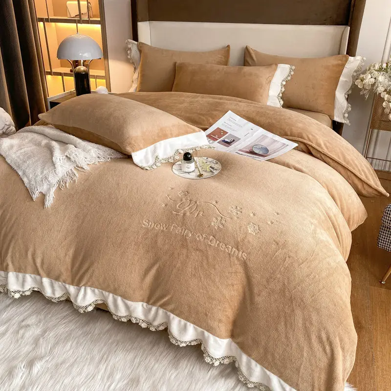 Комплект постельного белья из молочного волокна кружевное покрывало роскошный