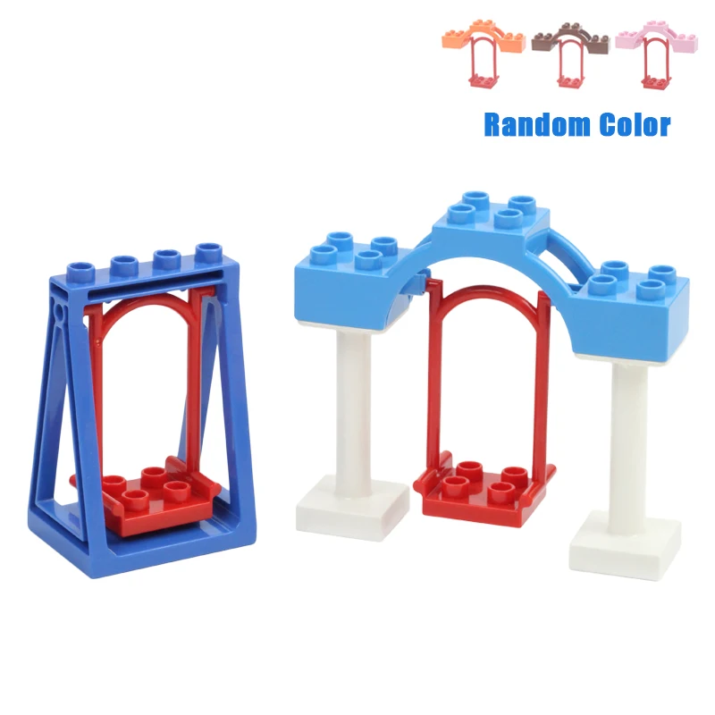Playground Set Accessories Big Building Blocks Swing Seesaw Ferris Wheel Amusement Park DIY Bricks Toys For Children Kid Gift | Игрушки и