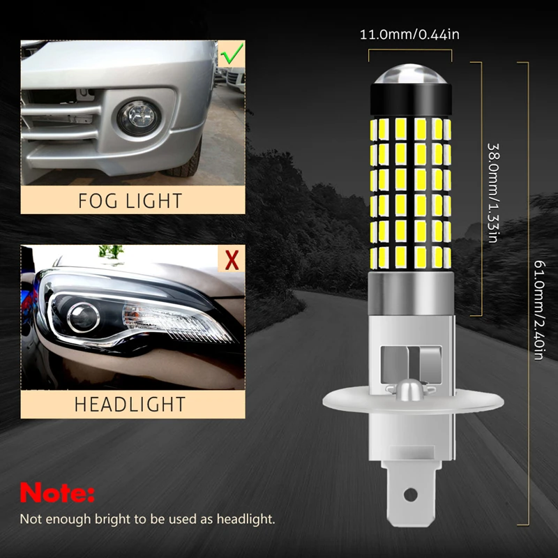 Katur 2 шт. H1 светодиодные лампы ходовые Противотуманные фары 3014 78 SMD 6000K белый