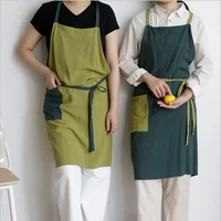 wipe hands japanese style apron canvas kitchen pocket hit color pinafore retro delantal cocina household merchandises ef50ac