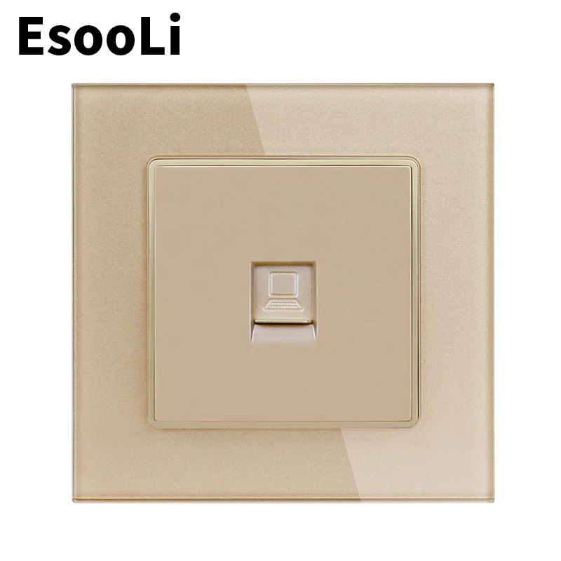 EsooLi Хрустальная стеклянная панель 1 банда RJ45 Интернет Джек CAT6 разъем