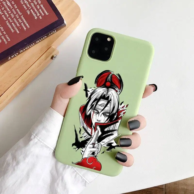 

Naruto Kakashi Uchiha Itachi Phone Case Green Candy Color for iPhone 6 7 8 11 12 s mini pro X XS XR MAX Plus