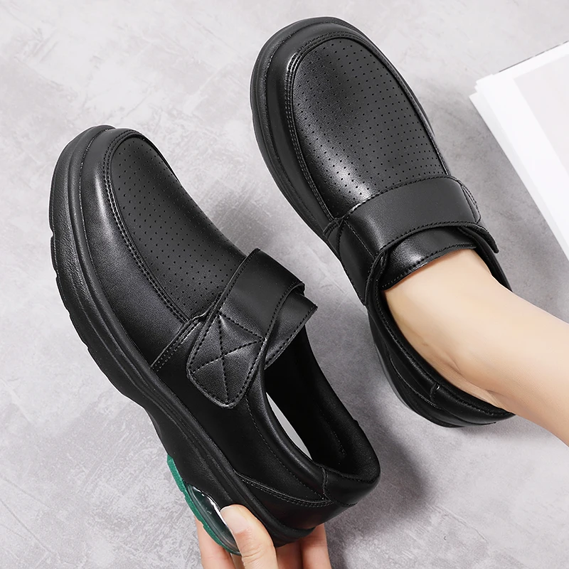 

Woman Solid Black PU Leather Loafers Zapatos De Mujer Dropshipping 2021 Casual Women Slip on Flats Round Toe Platform Shoes