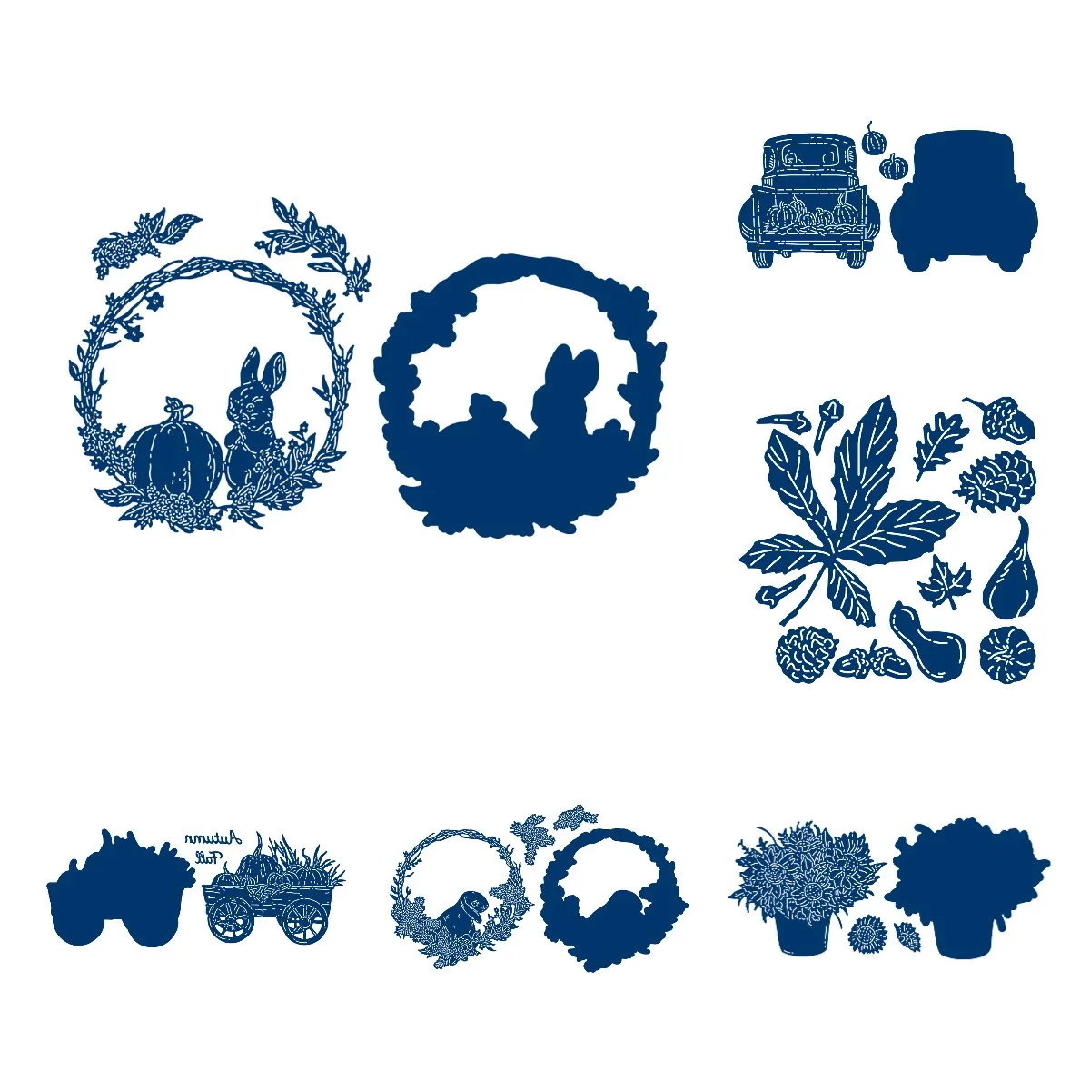 

Pumpkin Acorn Wreath Carriage Autumn Bucket Full Set Card Scrapbook Paper Craft Blade Mould Metal Cutting Punching Dies 2021 New