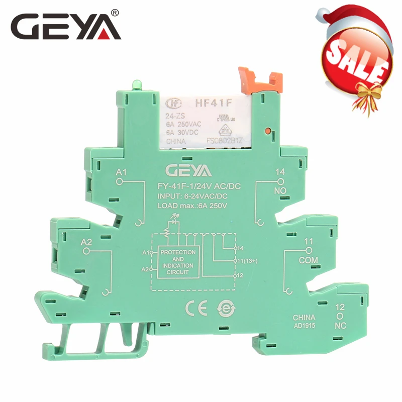 GEYA тонкий релейный модуль цепи защиты 6A реле 12VDC/AC или 24VDC/AC реле разъем 6,2 мм толщина
