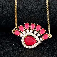 new design custom copper long chain eyes necklaces pendants crystal rhinestone korean fashion women choker statement necklace