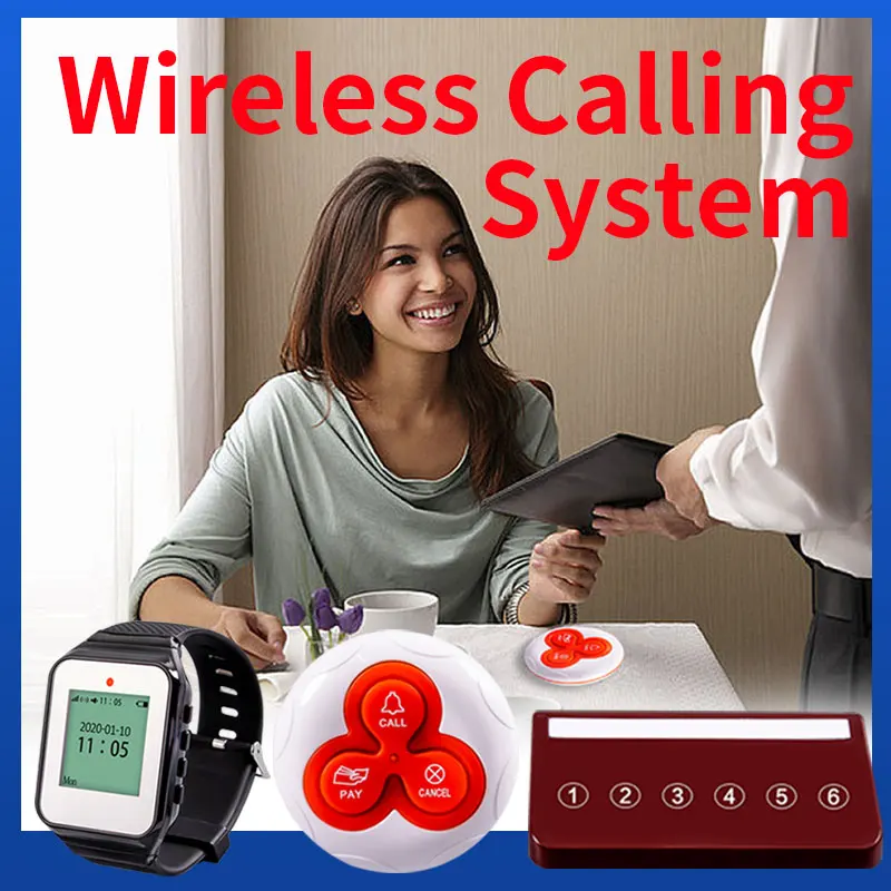 Wirelesslinkx Restaurant Waiter Pager Wireless Table Calling Buzzer Bell System with Button for Cafe Plant Bar Food Court