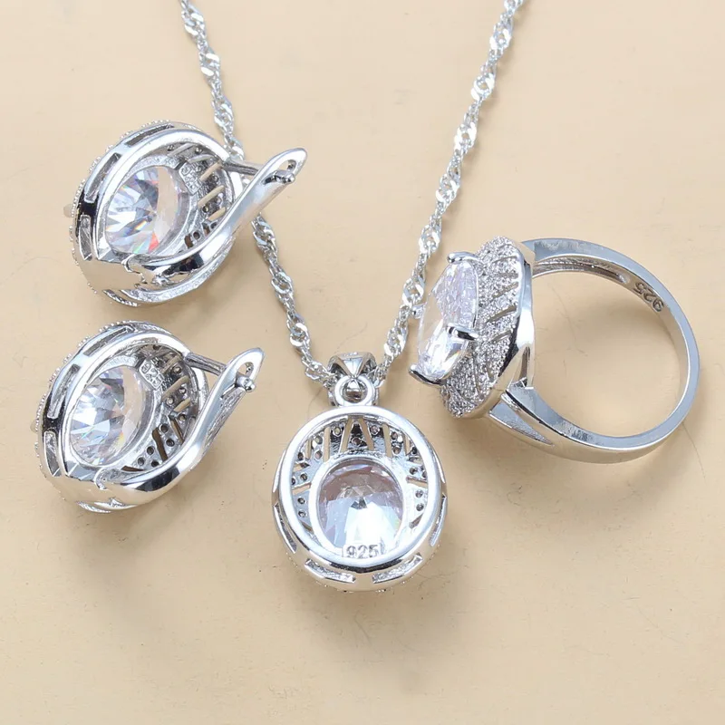 Комплект из колье и серёг с фианитом | Украшения аксессуары