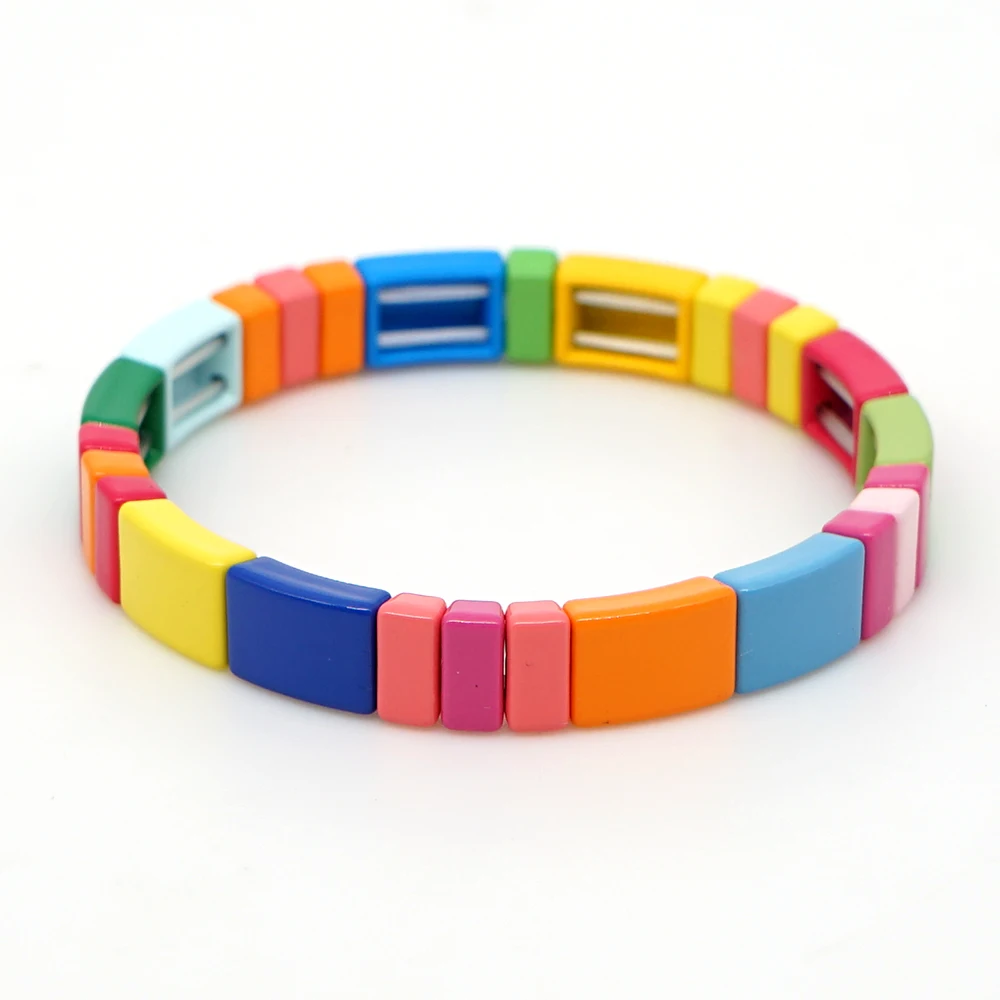 Shinus Pulseras Mujer Moda радужные эмалированные плитки браслеты для женщин браслет богемные красочные Bileklik летние модные ювелирные изделия