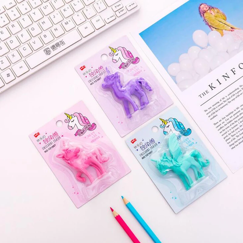 Милые ластики в виде единорога ярких цветов Мультяшные Ластики для детского сада