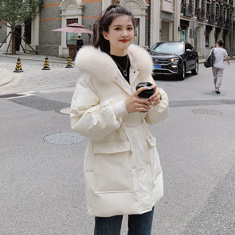Ladies Coats and Jackets Winter Coat Women 2021 The New Draw Back Thicken Keep Warm Fur Collar Cotton