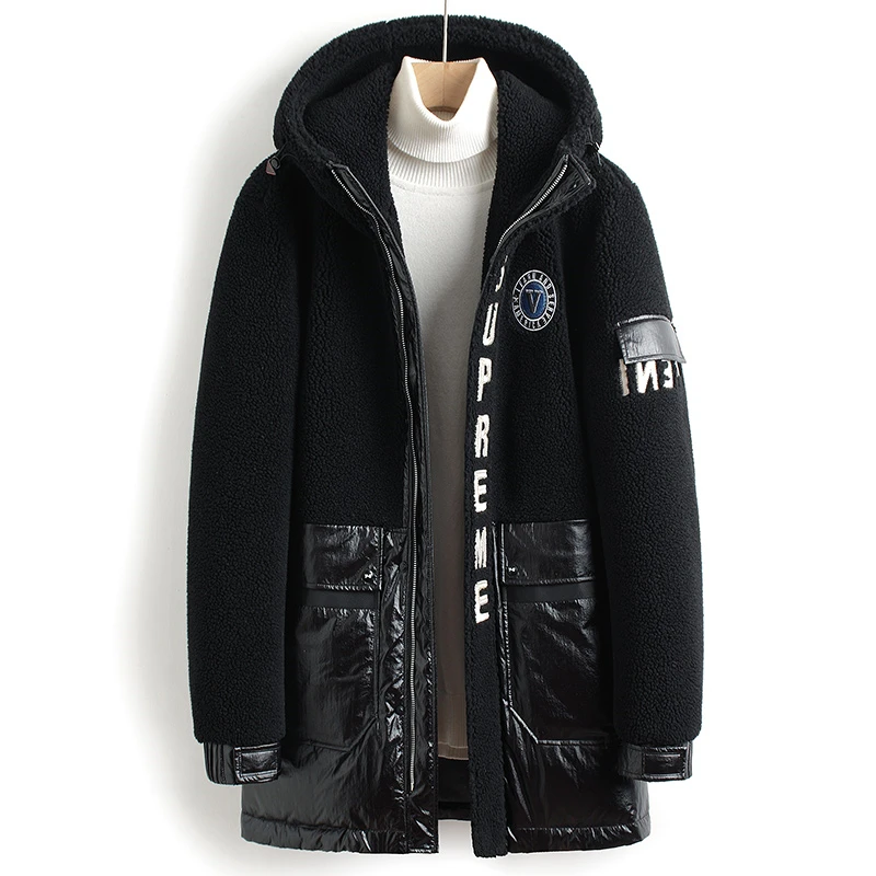 90% белый пуховик для мужчин Зимняя шерстяная пуховая куртка Толстая мужская