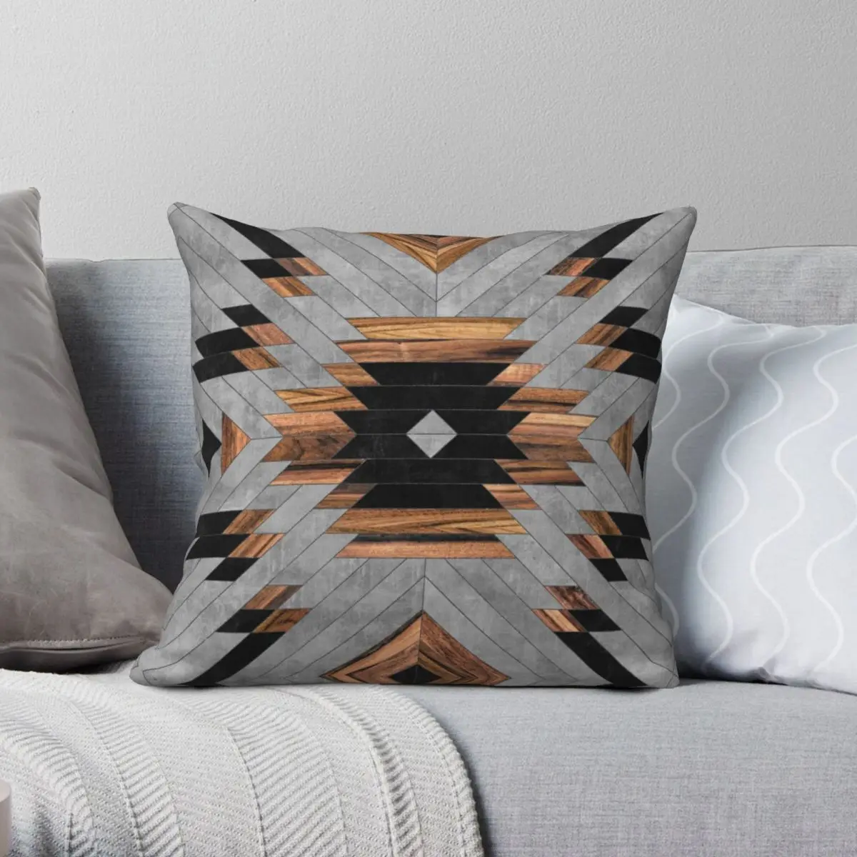 

Urban Tribal No.6 Aztec Concrete Wood Pillowcase Polyester Linen Velvet Creative Zip Decor Throw Pillow Case Room Cushion Cover