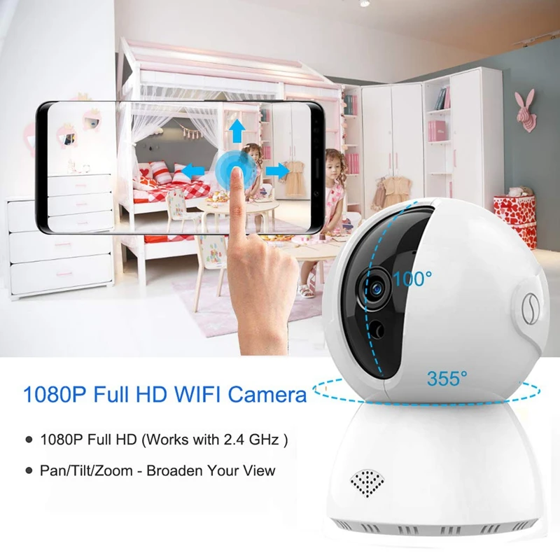 Радионяня с камерой и видеоняня o 1080P HD 2 4 ГГц Wi Fi камера безопасности для