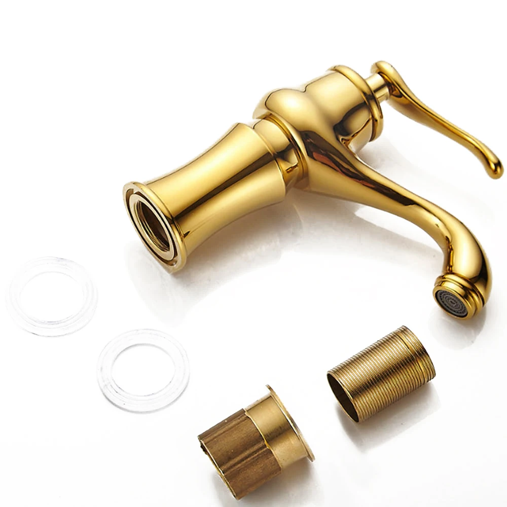 Плакированный золотой Латунный смеситель для раковины ванной комнаты Смеситель