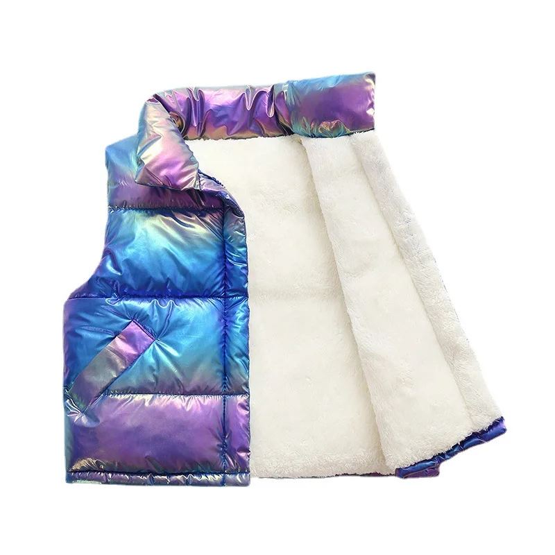 Купи Children's Clothing Autumn Winter New Trendy Fan 4-8T Child Warm Zipper Colorful Vest Stand-Up Collar Plus Velvet Padded Jacket за 658 рублей в магазине AliExpress