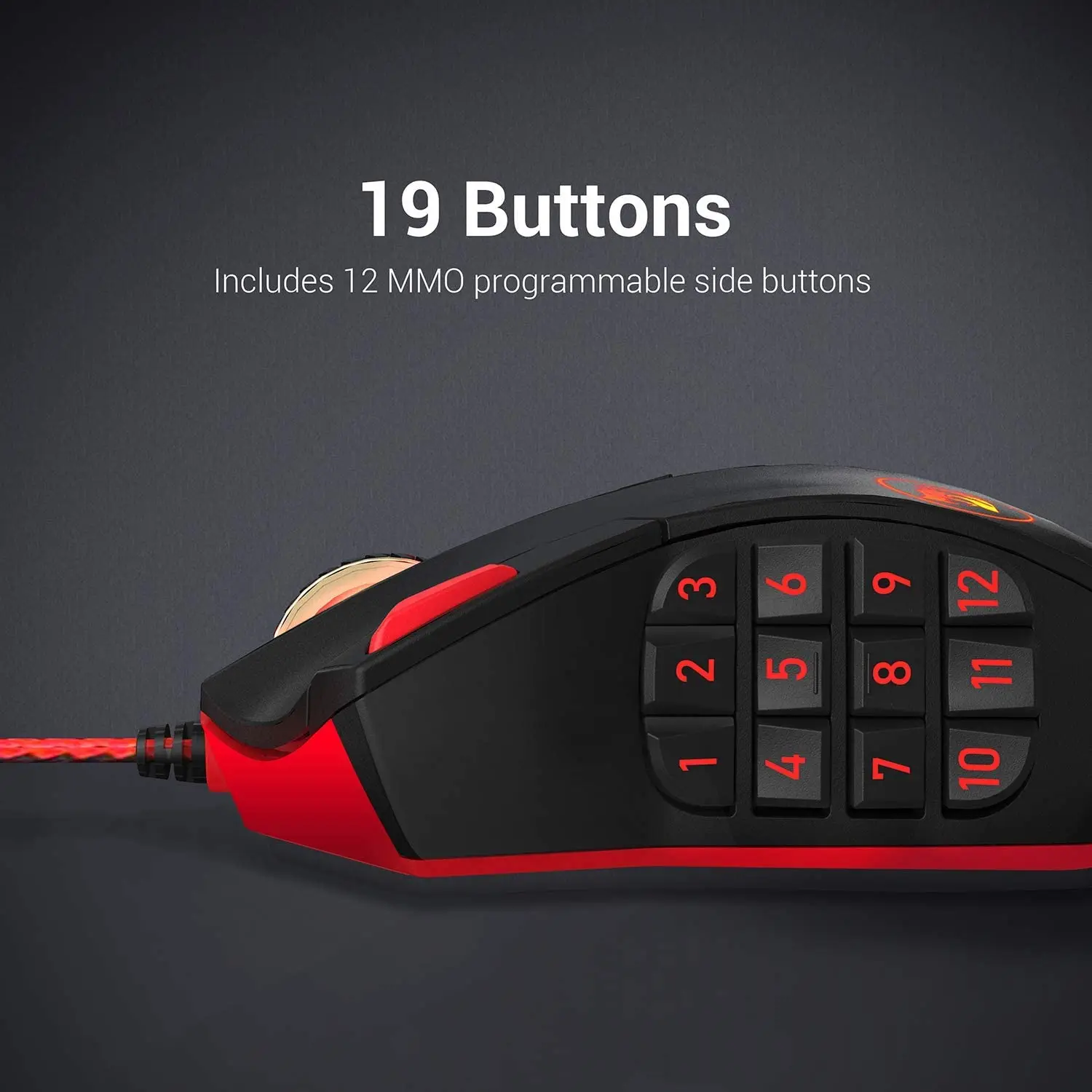 Redragon M901 нижних игровая мышь 12400 Точек на дюйм использует высокоточный Pixart 18