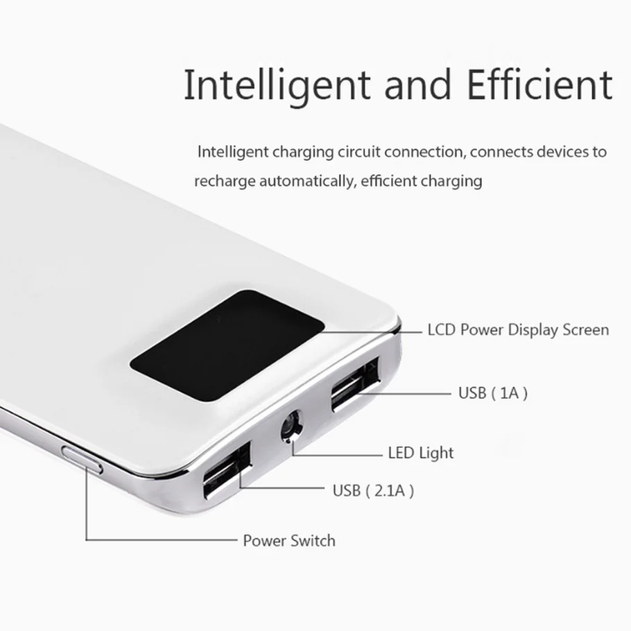 Внешний аккумулятор мобильный банк питания для HUAWEIiPhone тонкий Xiaomi Портативный 30000mah