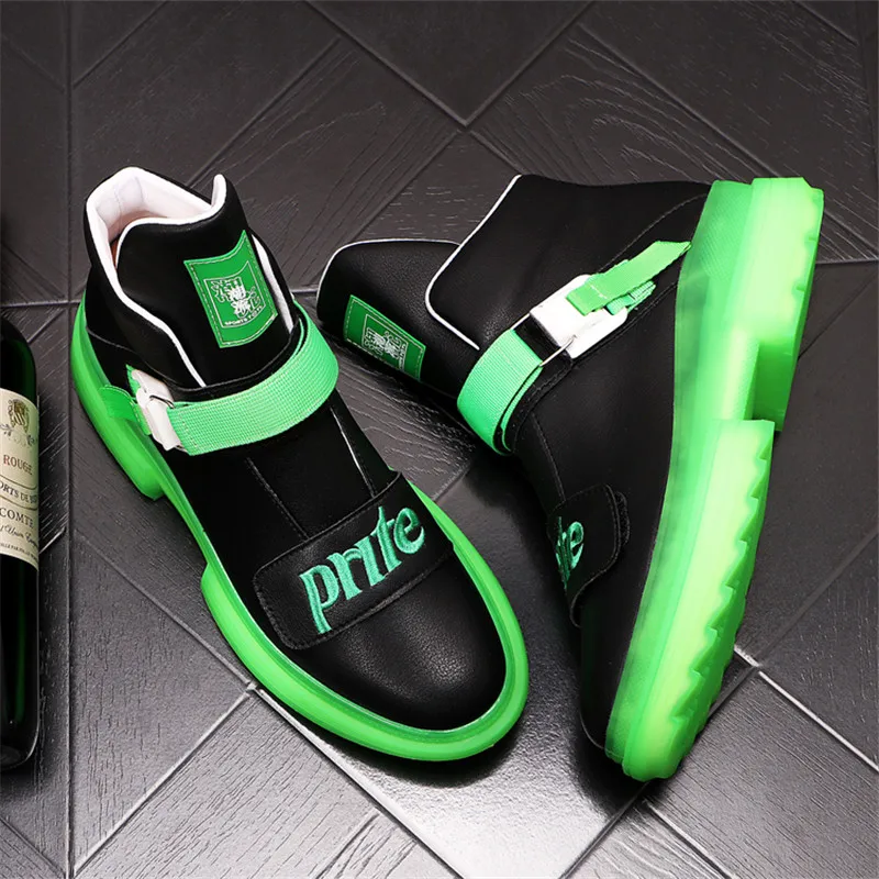 Murah Sneakers Pria Punk Kulit Musim Gugur Sepatu Atasan Tinggi Pria Hip Hop Sepatu Bot Pergelangan Kaki PELATIH Sepatu Pria Zapatillas Hombre
