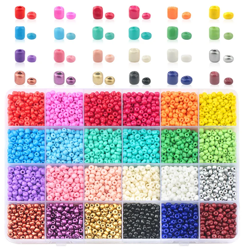 

Wholesale 2mm 3mm 4mm Glass SeedBeads Kit Czech Seed Beads Round beads For DIY Bracelet Necklace Jewelry Accessories 24 colors