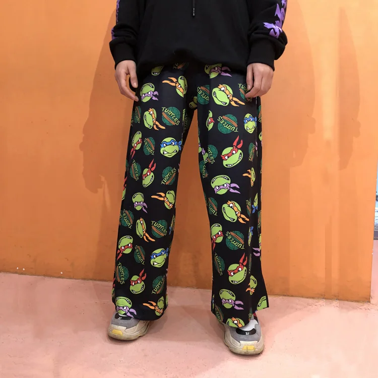 

QWEEK Harajuku Pants Women 90s Japanese Streetwear Vintage Cartoon Print Trousers Aesthetic Wide Leg Pants Goth Loose Pants
