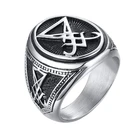 Винтажные кольца в стиле панк Шесть звезд кольца сатаны крест кольца, Люцифер мужской ювелирной моды шестигранник в готическом стиле, ювелирные изделия для мужчин