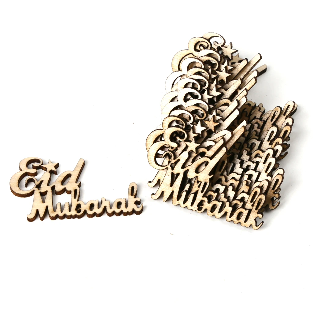 

15 Piece Eid Ornament Muslim Eid Mubarak Rustic Wooden Confetti Table Scatter Birthday Party Supplies Crafts Cards