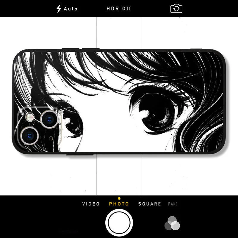 

Cartoon Phone Case for iPhone 12 mini 11 12 13 pro 6 7 8 Plus XR X XS Max Cases Japan Anime Girl eyes IMD TPU back cover Coque