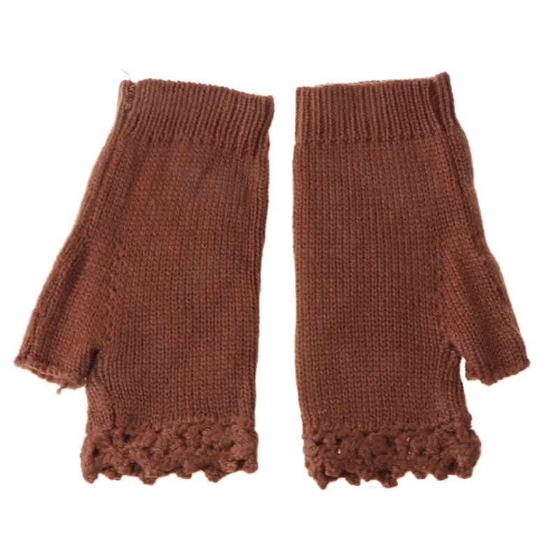 

Women Winter Crochet Knitted Fingerless Gloves Sweet Colorful Floral Bee Embroidery Thumbhole Texting Mittens Arm Warmer