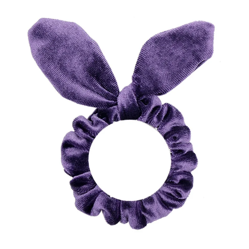 Rabbit purple 1 шт. Элегантные Бархатные резинки чистого цвета для женщин и девочек базовые эластичные резинки для волос хвост зажим для волос аксессуары - Цвет: Rabbit purple