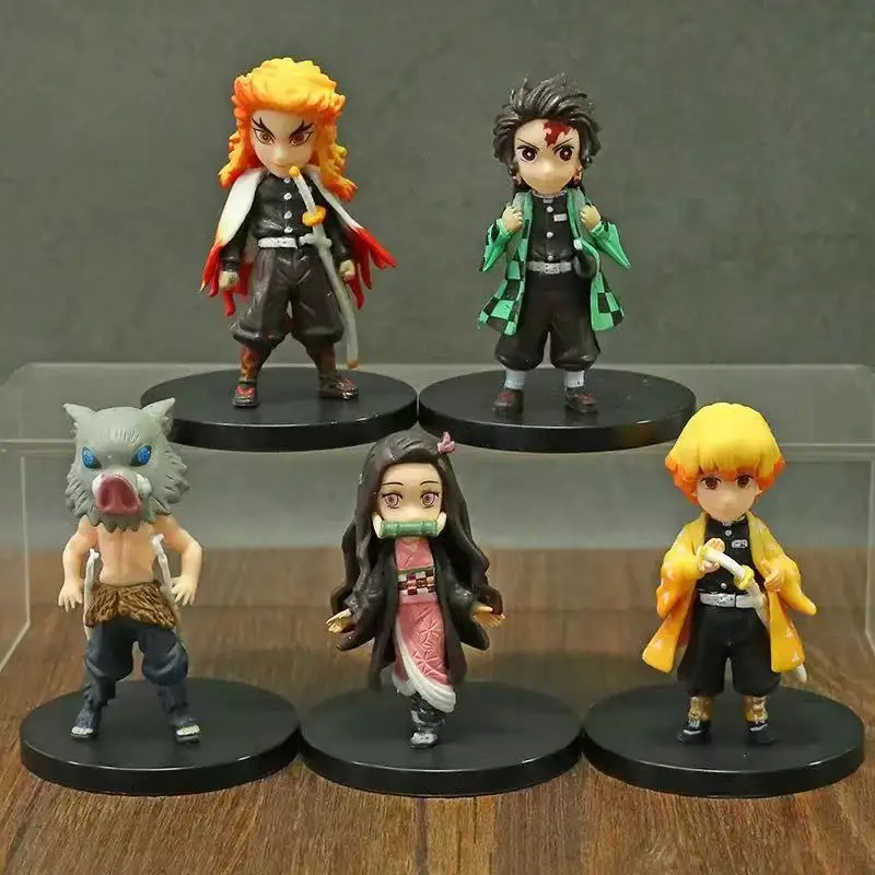 

5 шт./компл. Аниме фигурки, рассекающие демонов, камадо, танджиро, кочоу, шинобу, ренгоку, синьдуру, томиока, гиюу, фигурки из ПВХ, размер 7 см