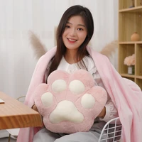 cat paw chair cushion and blanket set plush pink office sitting cushion decorative for sofa keep warm hand in winter for girls