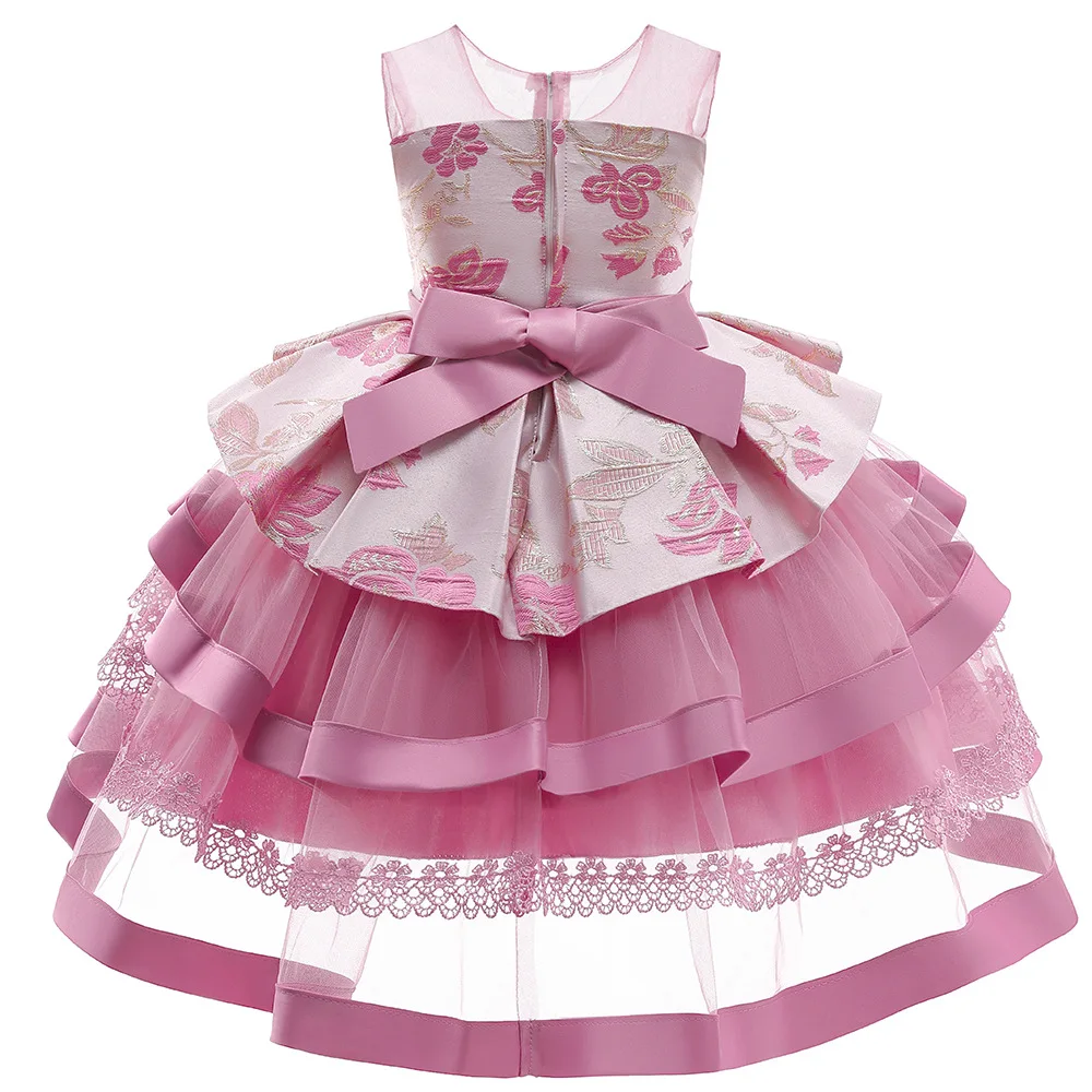 Детское платье без рукавов Ретро стиль с вышивкой многослойной юбкой для девочек