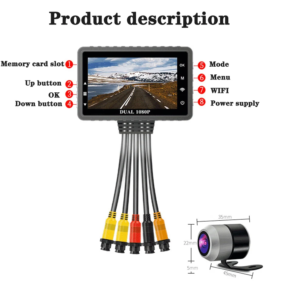 Wifi gps экшн-камера на мотоциклетный шлем рекордер Цифровой видеорегистратор передний задний двойной объектив водонепроницаемый мотоцикл камера ночного видения