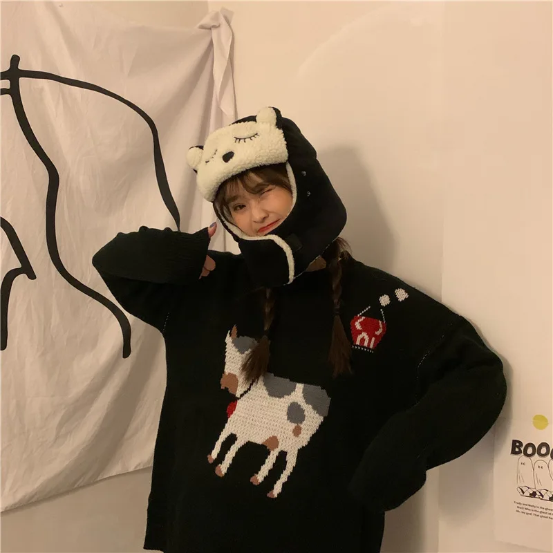 

Retro sweater women Style autumn and winter wear new style students long sleeve Pullover thickened gentle wind knitwear fashion