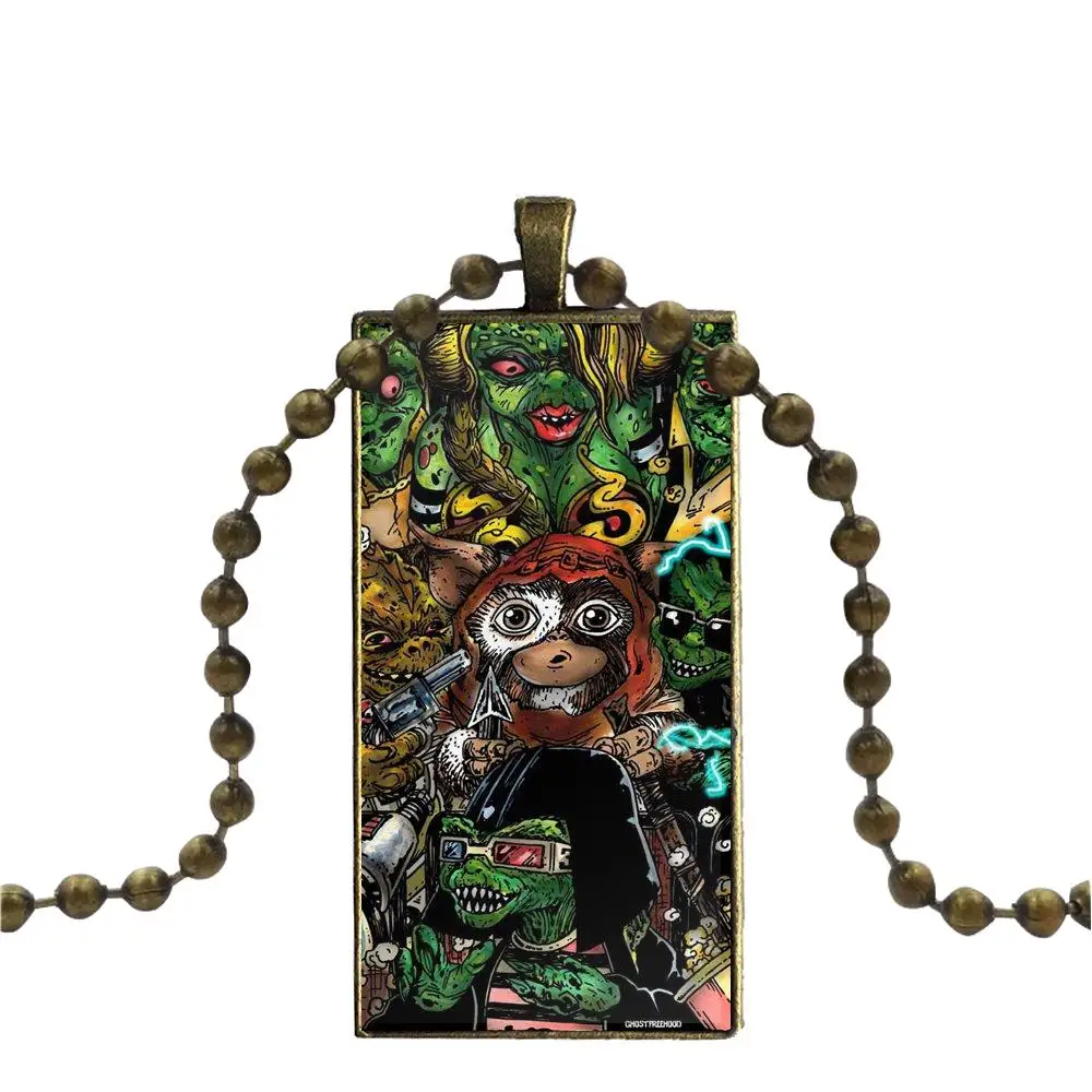 For Women Girls Design Fashion Vintage Glass Rectangle Necklace Pendants Gremlins | Украшения и аксессуары