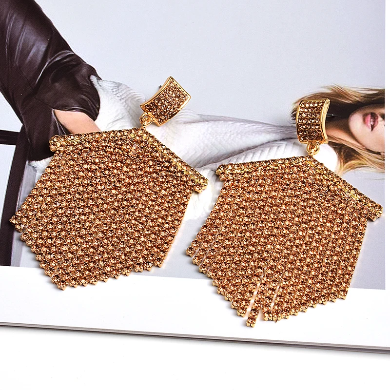 Новое поступление высококачественные длинные цветные стразы висячие серьги с