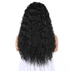 Черный цвет мягкие кудрявые длинные бесклеевые кружевные передние парики Высокая температура для черных женщин с детскими волосами 180% Плотность 26 дюймов