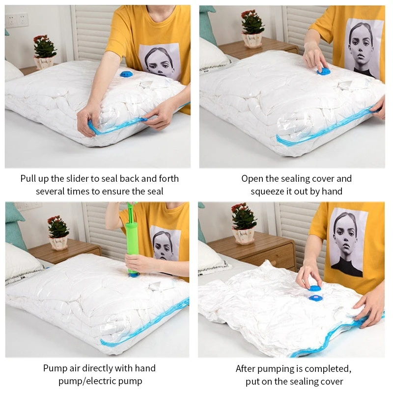 Вакуумная сумка домашняя для хранения органайзер с прозрачными краями складной