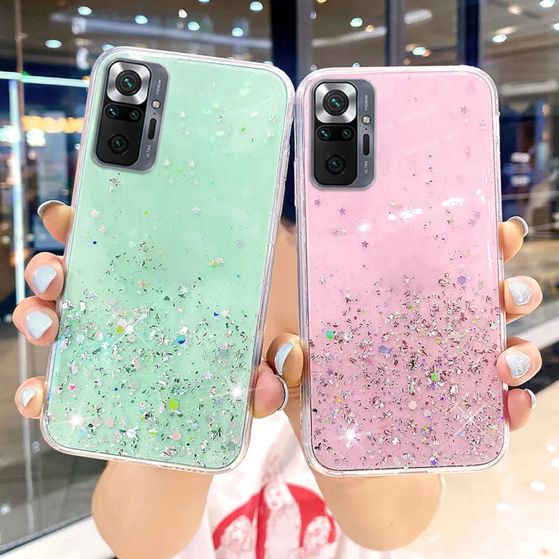 Mi 11 12 Lite 5G Case For Poco F3 X3 GT M3 M4 X4 Pro 5G Funda Xiaomi Redmi Note 10 8 7 9 Pro 10s 9s 11s 8T 11T 12T Glitter Cover